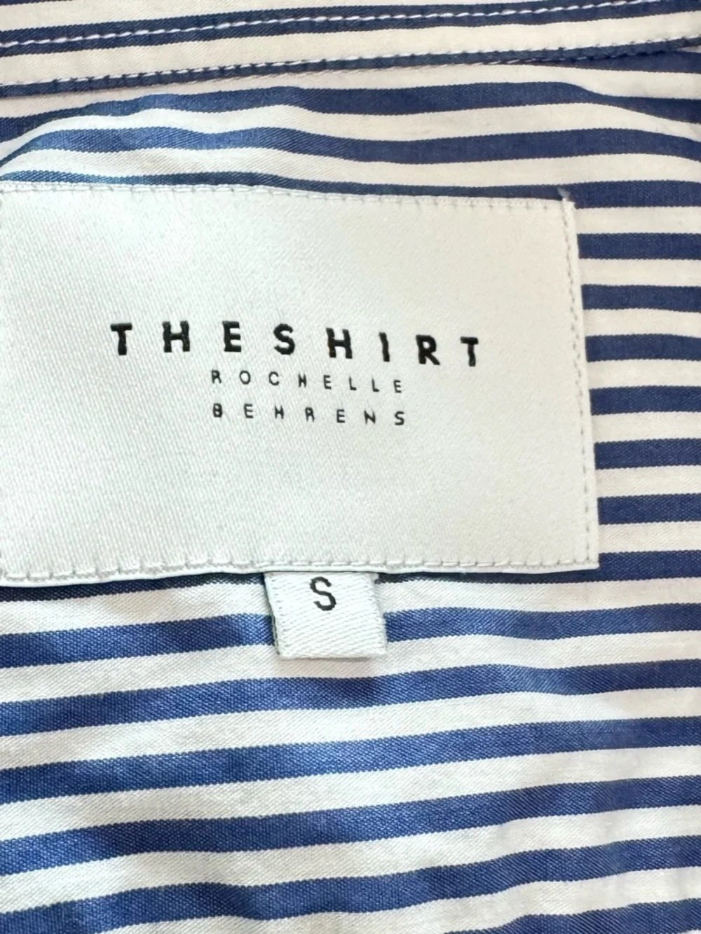 The Shirt by Rochelle Behrens Blue & White Striped Button-Down Shirt Small - Picture 6 of 6